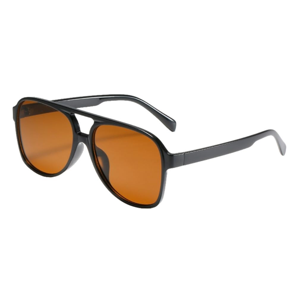 Klassische übergroße Sonnenbrille für Damen, Retro, Vintage, Doppelsteg, große Sonnenschutzbrille, Unisex, gelbe Fahrbrille