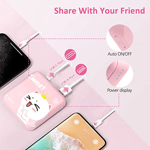 Yoobao Portable Charger 10000Mah, Usb-C (In & Out) 20W Fast Charging Mini Power Bank Cute Stuff For Girls, Pd3.0+Qc4.0 Cell Phone Battery Pack For Iphone 14 13 12 Pro, Ipad, Samsung Google Lg (Pink) #TOP2