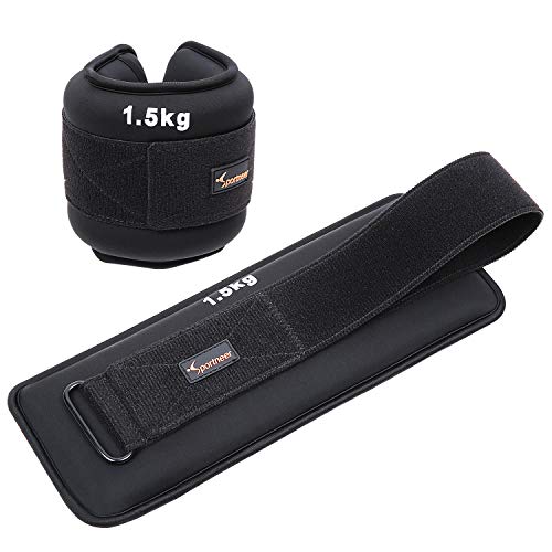 Sportneer Ankle Weights, Soft Iron Ankle & Wrist Weights for Women Men and Kids, Zero Leakage and Washable, 3.3lbs per Ankle, 2 Pack 6.6lbs