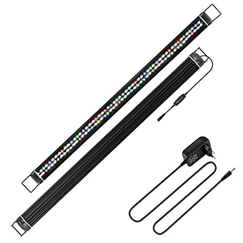 BELLALICHT LED Minuterie Lampe d'aquarium, Rampe LED Aquarium RGBW Lumière avec Gradateur intégré, Dimmable 10 niveaux de luminosité IP66 étanche Éclairage pour...