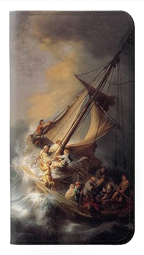 Coque Samsung S25 Rembrandt en cuir PU : étui chic et protecteur Christ dans la tempête