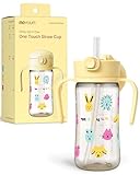 MOYUUM Leak Proof Sippy Cup with Handle | Made in Korea, 100% BPA Free PPSU, Magic No Spill Straw Cup with Attached Flip Top Lid, Easy to Hold for Babies and Toddlers, 9oz Yellow