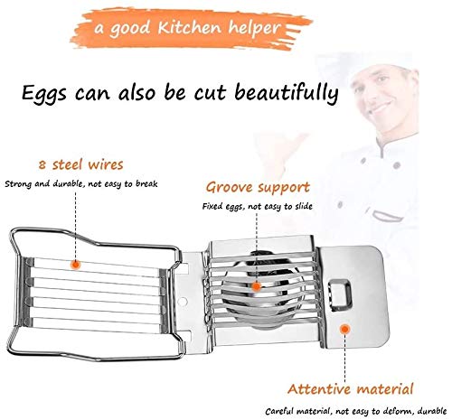 MAXBROTHERS cortador de ovos de aço inoxidável, cortador de ovos de metal, usado para cortar ovos, s