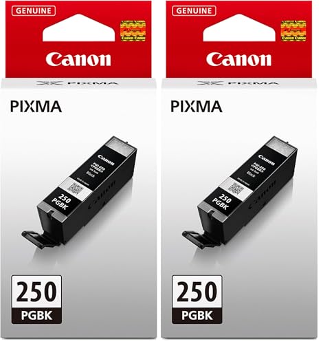 Canon PGI-250 Genuine Pigment Black Ink Tank, Compatible with MG6320, IP7220 & MG5420, MX922, MG5520, MG6420, MG7120, iX6820, iP8720, MG7520, MG6620, and MG5620 Printers (Pack of 2)