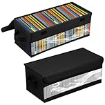 Caffney 2 Pack CD Storage Boxes DVD CD Case Storage with Window and Handle Foldable CD Organizer Box with Lids Dust Proof Holds 30 CDs in Full Jewel Cases, 60 CDs in Slim Cases, and 165 Discs
