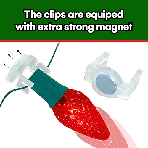 Signs Authority Extra Strong Magnetic Christmas Light Clips - 100 Magnetic Christmas Light Hooks For C9 Socket, Magnetic Clips Weather-Resistant Outdoor Light Clips | Christmas Light Clips For Outside #TOP2