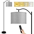 BoostArea Floor Lamp for Living Room,Arc Floor Lamp with Remote Control,Stepless Dimmable Brightness & Colors Temperature 2700k-6500k,Modern Standing Lamp for Bedroom Study Room Office,Grey