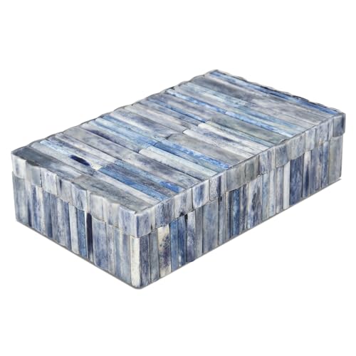 Image of Handicrafts Home Decorative Box - Handmade Jewelry Organizer Box with Lid - Keepsake Box for Home Decor, Jewelry, Accessories, Collectibles - Modern Wooden Storage Box - Ocean, 8X5X2 inch