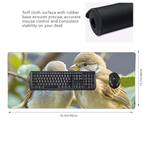 Tapis de souris de jeu grand format oiseaux pour bureau et PC portable - 2