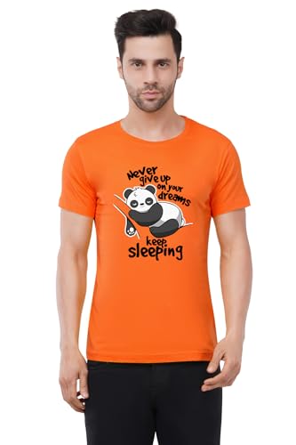 Image of Caseria Men's Cotton Printed T-Shirt -Dreams Keep Sleeping | 100% Cotton | Half Sleeves | Regular Fit | Printed | Round Neck | Graphic T Shirt