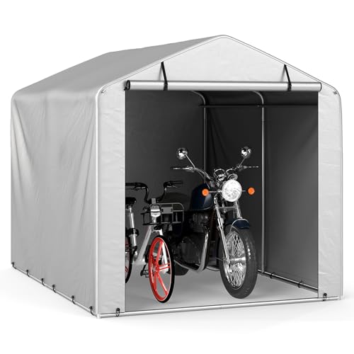 GYMAX Garagenzelt 160x218x164cm, wasserdichte Fahrradgarage Lagerzelt, Gerätehaus mit aufrollbarer Reißverschlusstür, Gartenschuppen, Lagerzelt...