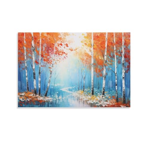 Impression sur toile de forêt colorée et paysage de nature