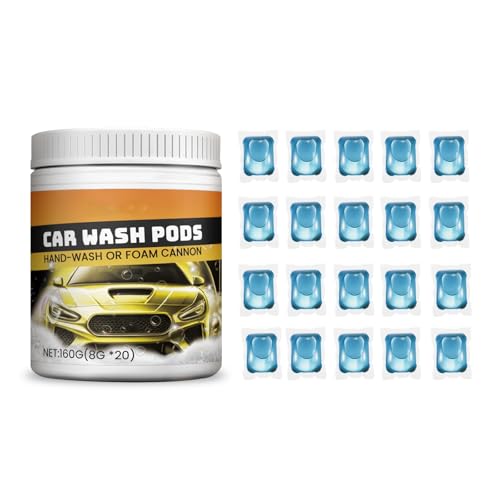 Car Wash Pods, Quick Dissolving Foam Capsules with Paint Protection, 20-Pack, 160g