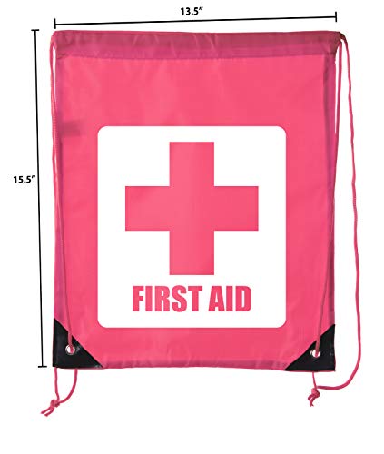 Image of Mato & Hash First Aid Backpack Drawstring Medical Bag for Emergencies or Epi Pen & Medicine - Pink CA2500FirstAid S4