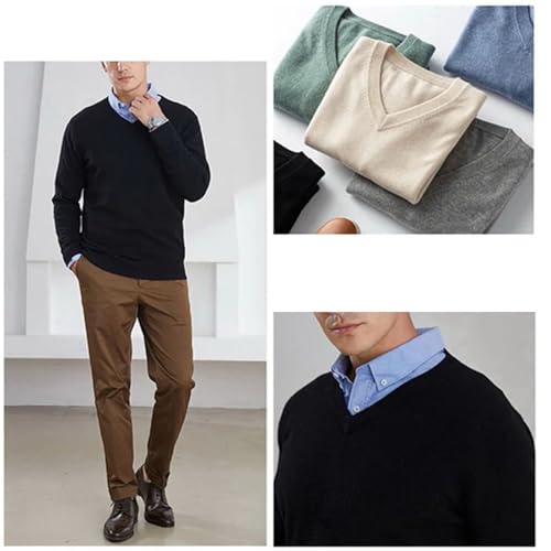 Men's Cashmere Cotton Blend Warm Pullovers Sweater V Neck Knit Winter Tops Wool Knitwear Jumpers3
