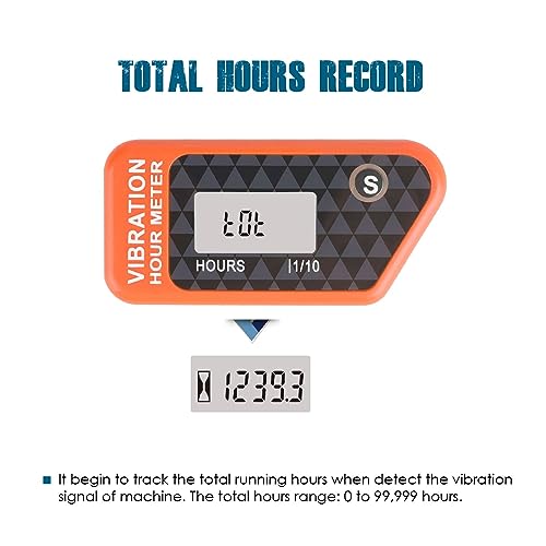 image for Runleader Digital Self Powered Hour Meter,Vibration Activated,Resettab
