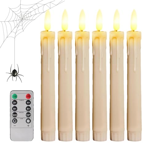 Candele natalizie a LED con telecomando, 6 candele in cera con fiamma tremolante, funzionamento a batteria e timer, candele finte a LED, candelabri elettrici, candele a LED, candele a maiale