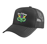 New Orleans Mardi Gras NOLA Louisiana Parade Crawfish Trucker Hat with Adjustable Mesh Back, Black