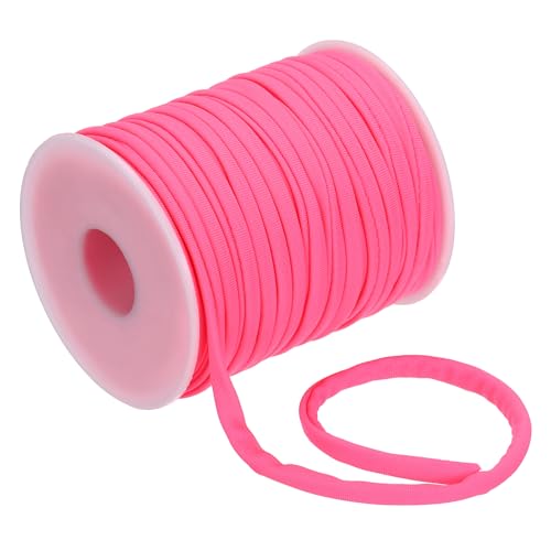 PATIKIL Flat Elastic Nylon Cord, 21.87 Yard 5 mm Stretchy Spandex Cord Fabric Elastic String for Sewing Clothing Hair Ties Drawstring DIY Crafts, Dark Pink