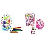 CRAZE INKEE Bath Crayons Kinder Bade Buntstifte Badewannenspielzeug Waschmalstifte 6 Stück 28667 & Spaßbad Einhorn INKEE Magische Duft Badekugel 18378, bunt