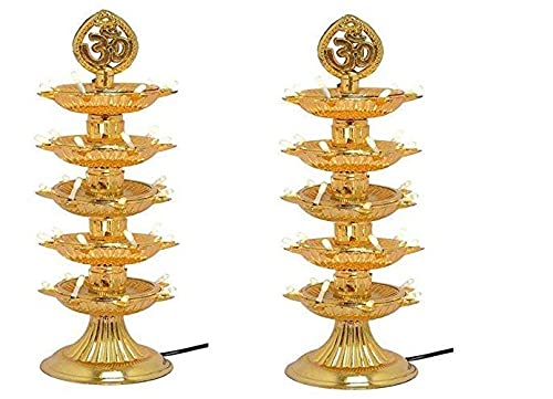 DIKANSHA® Electric Gold LED Bulb Lights Diya/Deep/Deepak for Mandir Decore Diwali Festival Decoration Decor Light | Made in India- Golden Color (Pack of 2) (5 Layer)-image-40