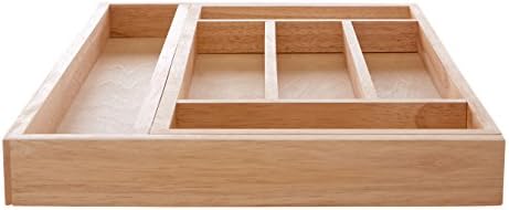 Premier Housewares 1103975 Drawer Organizers Natural Kitchen Drawer Organiser Tray 6/7 Compartments Cutlery Tray Utensil Organiser Tray 4 X 41 X 28 Cm