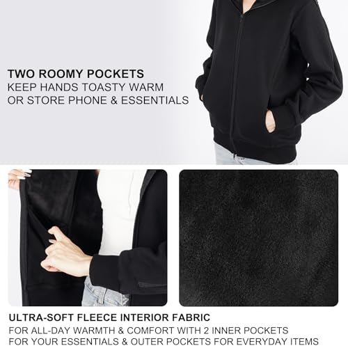 Women's Sherpa Lined Stand Collar Dialysis Jacket - Comfort with Arm Zipper | Hassle-Free Port Access & Hemodialysis Clothing (US, Alpha, Medium, Regular, Regular, Black)