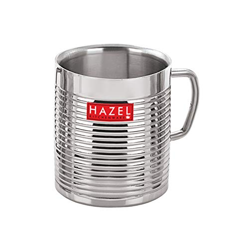 Image of HAZEL Stainless Steel Cup Set I Coffee and Tea Cup Set of 2, 300 ml Each | Unbreakable Cups for Tea and Coffee I Premium Stainless Steel Aishwarya Mug, Silver