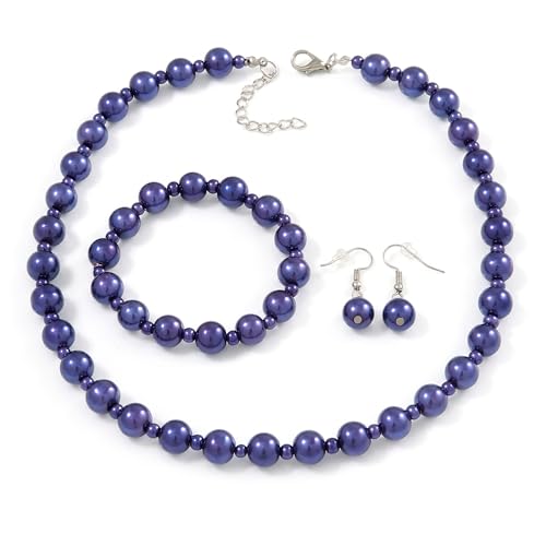 Collar de cuentas de cristal morado y pendientes para tus eventos de gala