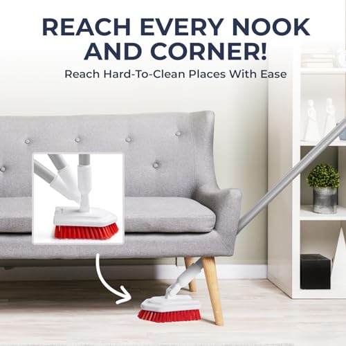 image for Fox Trot Shower Scrubber with Long Handle, Stiff Bristles Grout-Brush,