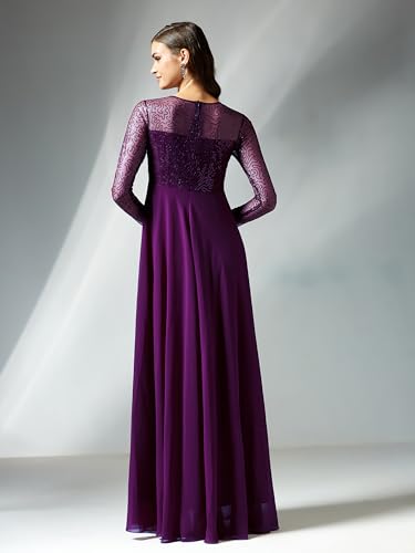 Image of Miss Chase Women's Long Sleeve Sequin Maxi Dress