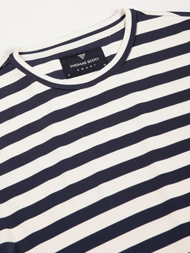 Image of Thomas Scott Men's | Striped | Half Sleeve | Regular Fit | Poly Elastane | Round Neck | Casual Tshirt
