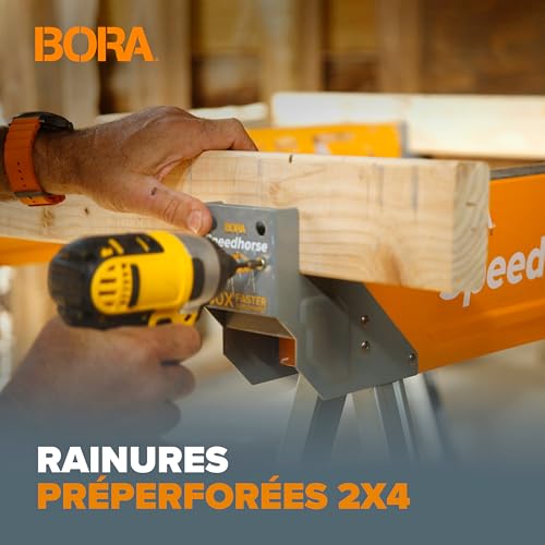 Chevalet de sciage à hauteur réglable BORA PM-4550T en métal orange