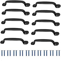 Armario Negro Cajones KJLEEN 10pcs Tiradores Cocina Negro 96mm, Manijas Negras para Armarios Tiradores para Cajones de Mubles con 2 Tipos de Tornillos Tirador de Arco para Baño Dormitorio y Oficina Barra (Mate)