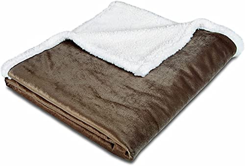 Image of Petslover Blanket for Dogs Cat, Warm Flannel Plush Pet Bed Blanket Reversible Brown (Medium)