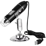 Loupe numérique portable avec zoom 50 x 1600 x, connexion USB, compatible avec Android, iPhone, Mac, PC, PC, noir, design léger pour une inspection détaillée des petits objets et circuits