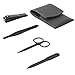 Produktbild Nagelknipser-Set für Männer Frauen Edelstahl-Nagelschneider Reise-Pediküre-Set Fingernagelknipser Nagelfeile Scharfe Pinzette Maniküre Schere mit tragbarem Lederetui 4er-Set (grau)