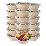 JAYEEY 33OZ Round Disposable bowls with lids, Bamboo Fiber Biodegradable Paper Bowls  take away food