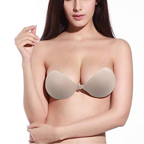 Semme 3CM Thick Padded Strapless Backless Push Up Silicon Adhesive Invisible Nude Bra(Skin A)