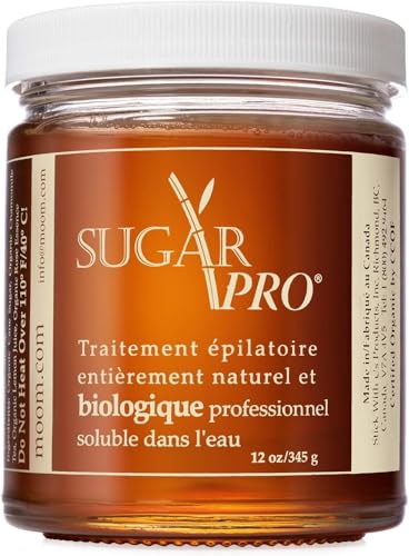 MOOM Sugar Pro - Organic Sugar Wax Hair Removal, Personal & Professional for Men & Women, Body, Armpit, Face, Bikini Leg - Natural & Washable Sugaring Wax 12 oz (Strips/Sticks NOT Included)