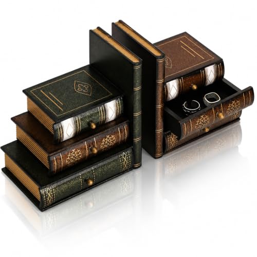 Vintage Wooden Bookends with Hidden Storage