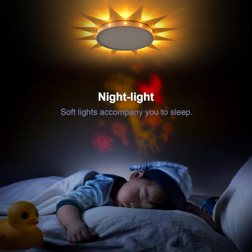 Anmaice 24W Led Deckenleuchte mit Nachtlicht 30cm Deckenleuchte für Schlafzimmer Bad Kinderzimmer Küche Rund Weiß