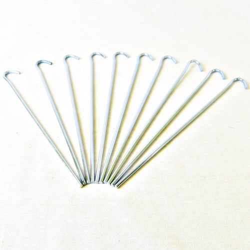 Megastore 247 Galvanised Metal Tent Pegs/Hooks for Gazebo, Tarpaulin or Garden Netting Pack of 10