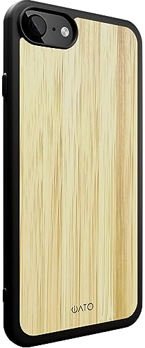 iATO Wood Case for 7/8 & SE 2020/2022 [Wireless Charging Compatible] Real Bamboo Wooden Overlay [Unique, Classy & Fully Protective]