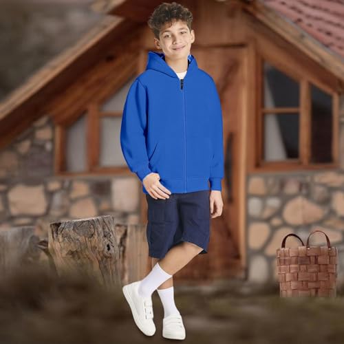 Boys' Girls' Full Zip Hooded Jacket Oversized Long Sleeve Fleece Hoodie Sweatshirt Solid School Uniform Tops Pullover4