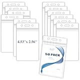 50Pcs Badge Holder, Extra Thick ID Card Name Badge Holder, Vertical Name tag Holder with Waterproof Type Resealable Zip