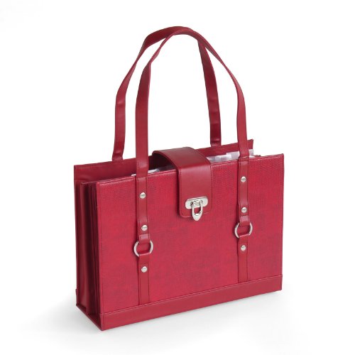 Texture Faux Leather File Organizer Tote - (Red)