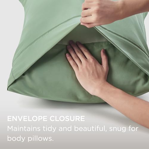 Image of Bedsure Body Pillow Case Cover - Sage Green Brushed Microfiber Long Pillow Cases, Ultra Soft and Cozy Body Pillowcase with Envelope Closure for Kids, Wrinkle, Fade Resistant, 1 Pack, 20x54 Inches