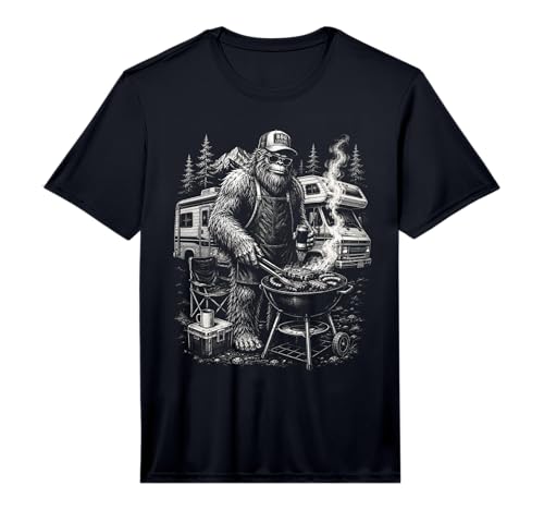Bigfoot BBQ Master Grilling Funny Chef Cooking Barbecue Dad Performance T-Shirt