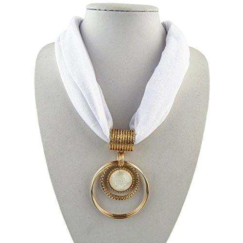 Short Scarf Alloy Vintage Faux Crystal Hoops Pendant Collar Chain Necklace Soft